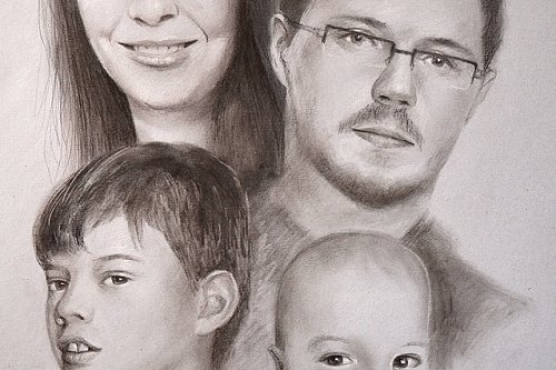 Rodinný portrét - kresba