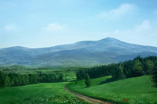 Pohled na Lysou horu - malba akryl na plátně