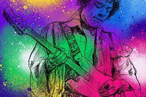 Digitálně kreslený Jimi Hendrix