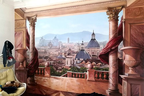 Prostorová malba - pohled z terasy na panorama Říma