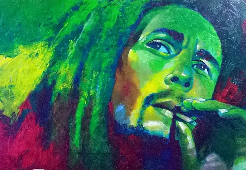 Bob Marley - malba na OSB desce