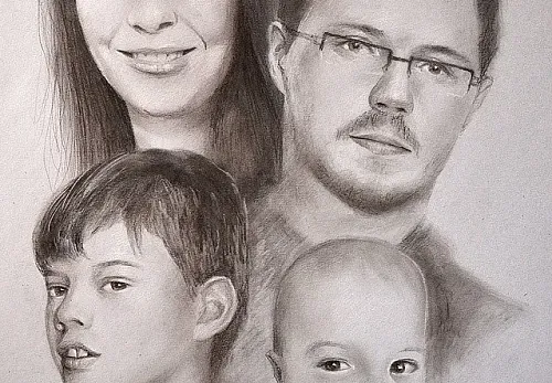 Rodinný portrét - kresba