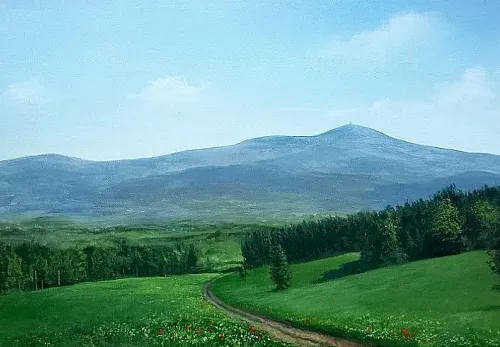 Pohled na Lysou horu - malba akryl na plátně