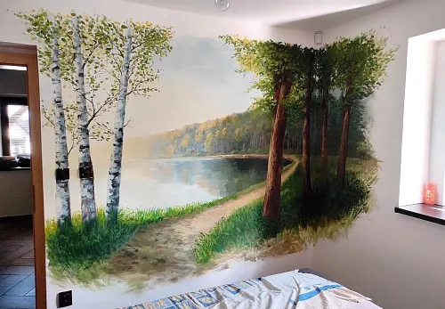 Ranní jezero - malba do ložnice