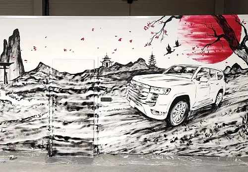 Malba v japonském stylu pro autosalon Toyota
