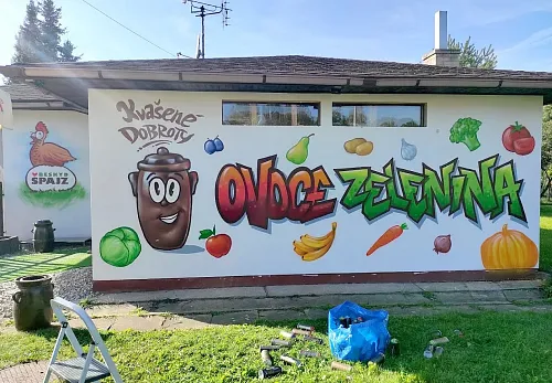 Malba na prodejnu s motivem ovoce a zeleniny