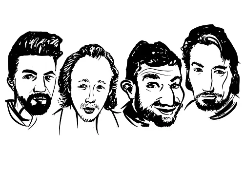 Digitálně kreslené karikatury herců "Tři tygři"